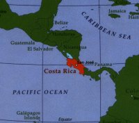 Map showing Costa Rica