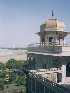 Agra Fort with the Taj Mahal in the distance